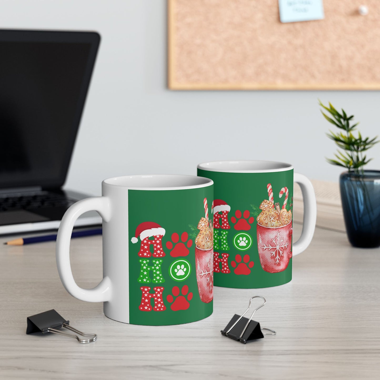 Mug - Animal Friendly Ho Ho Ho Ceramic Mug with Hot Chocolate Design