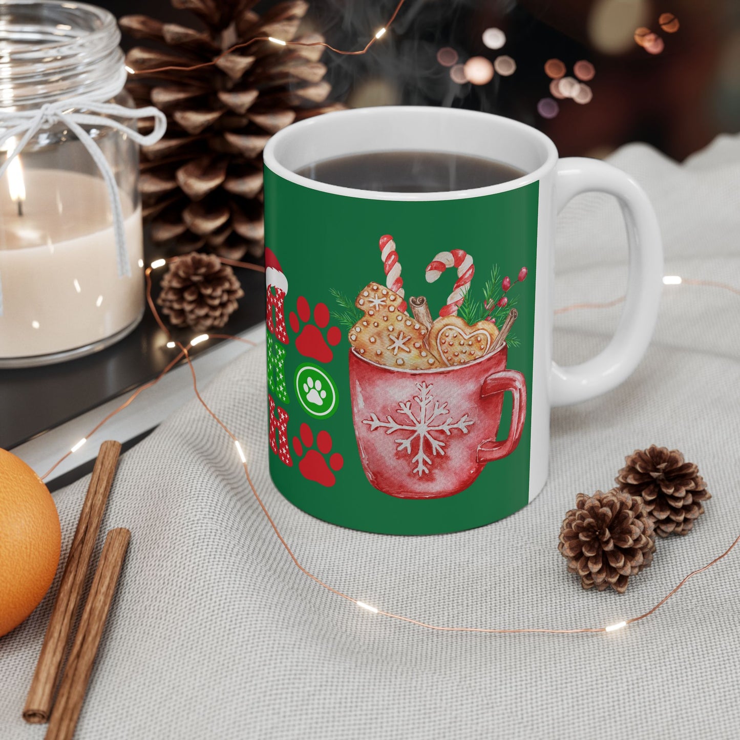 Mug - Animal Friendly Ho Ho Ho Ceramic Mug with Hot Chocolate Design