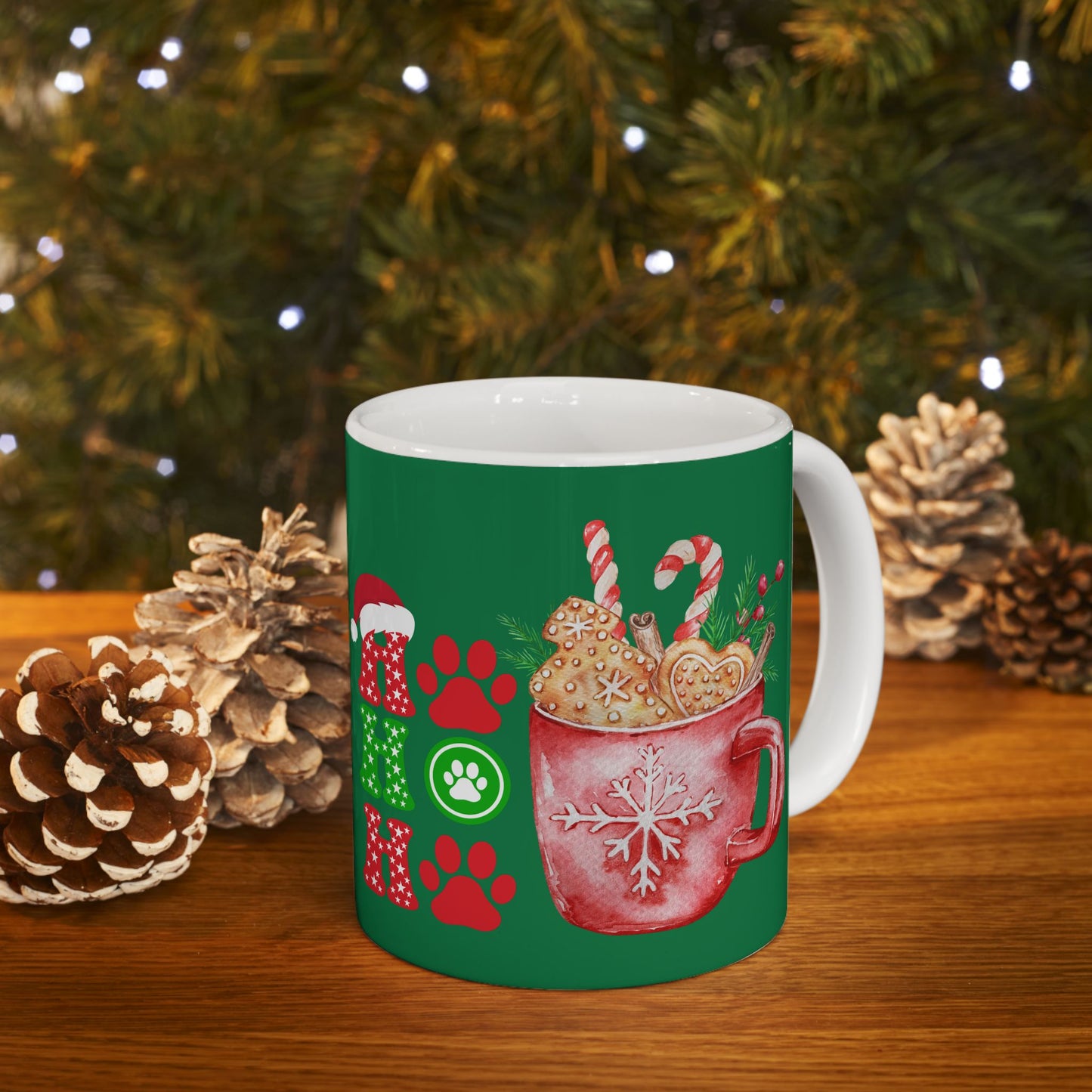 Mug - Animal Friendly Ho Ho Ho Ceramic Mug with Hot Chocolate Design