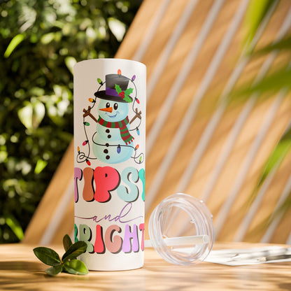 Tipsy and Bright Glitter Tumbler with Straw, 20oz