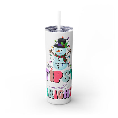 Tipsy and Bright Glitter Tumbler with Straw, 20oz