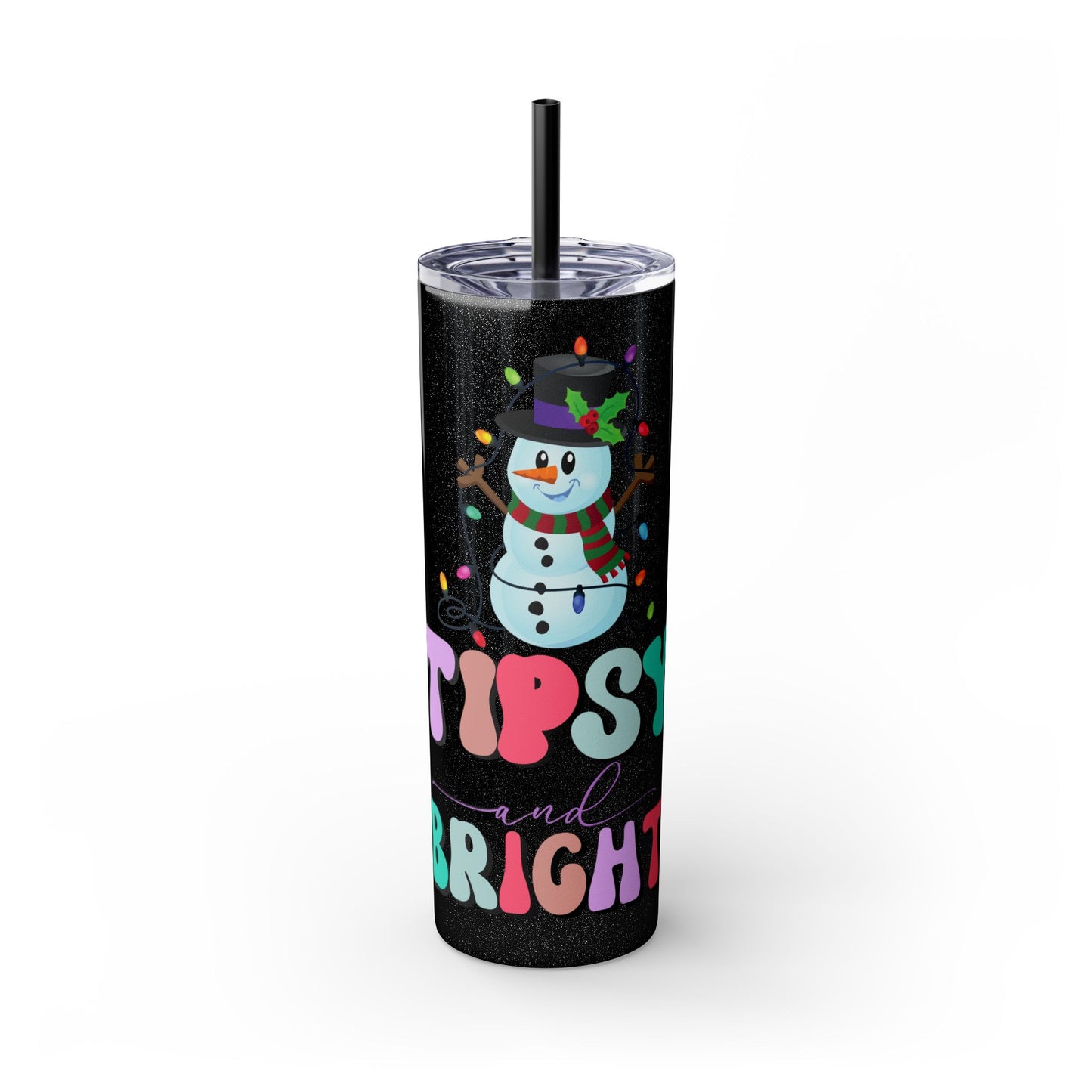 Tipsy and Bright Glitter Tumbler with Straw, 20oz