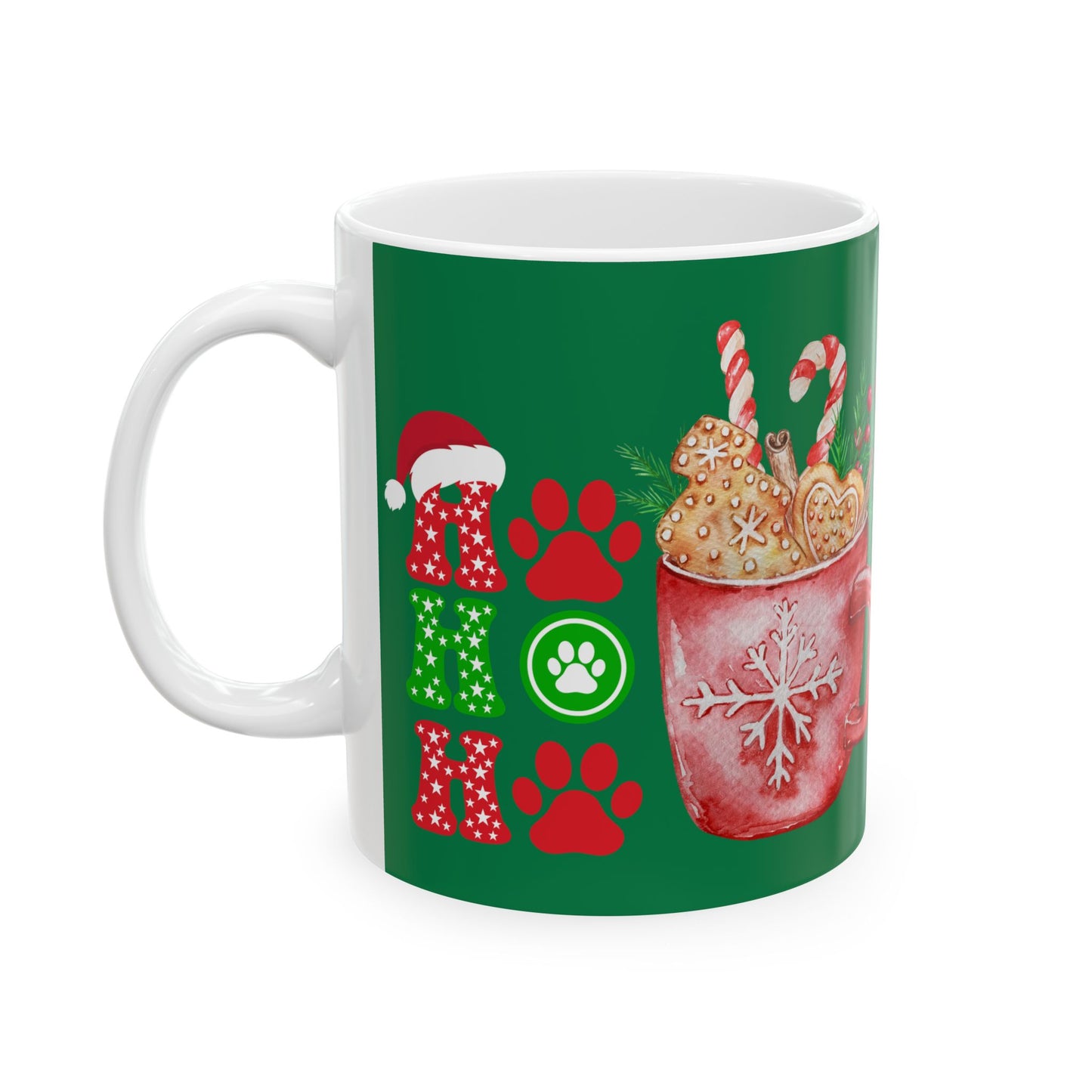 Mug - Animal Friendly Ho Ho Ho Ceramic Mug with Hot Chocolate Design