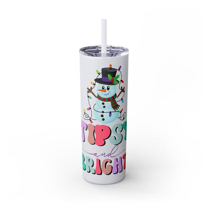 Tipsy and Bright Glitter Tumbler with Straw, 20oz