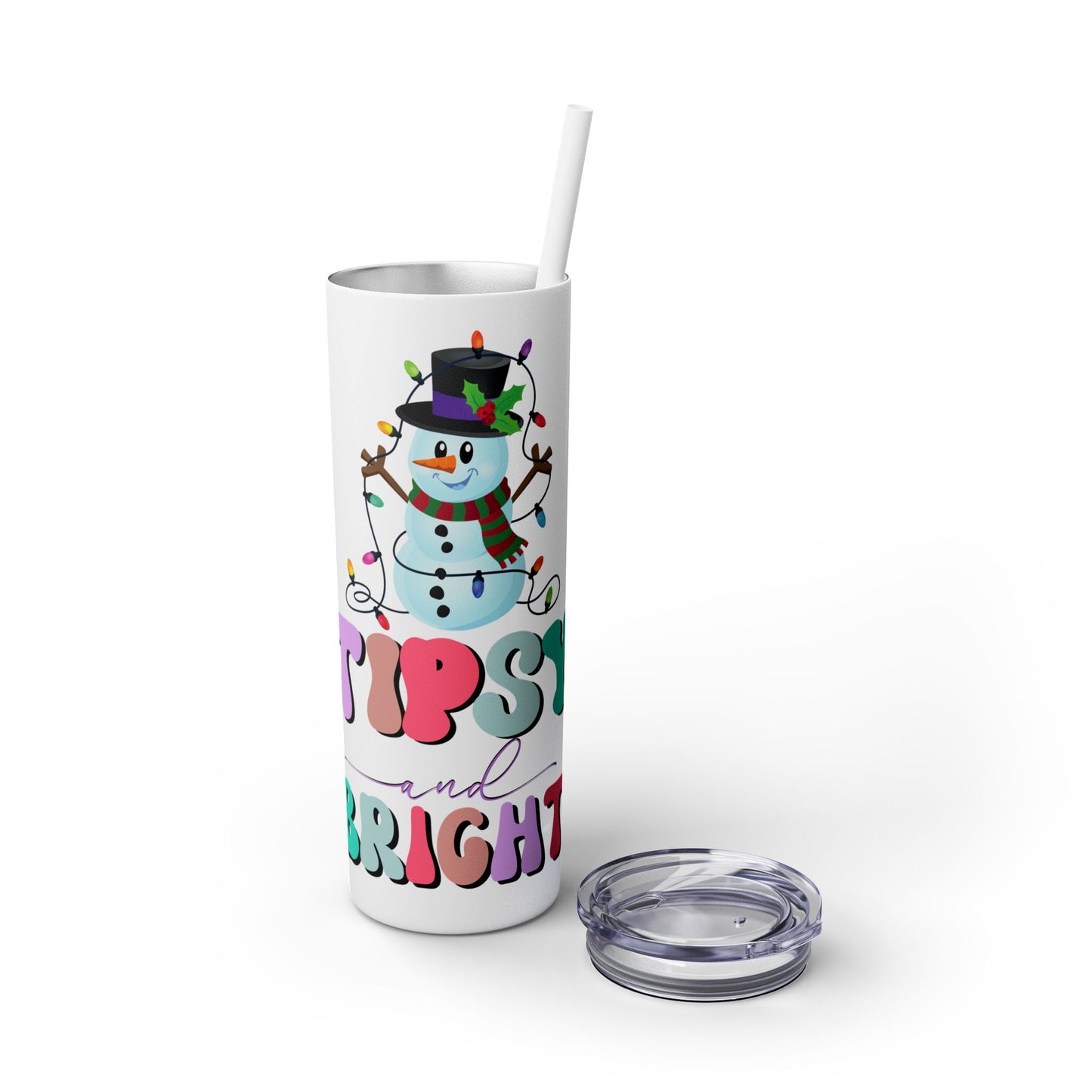 Tipsy and Bright Glitter Tumbler with Straw, 20oz